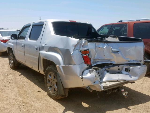 2HJYK16337H504953 - 2007 HONDA RIDGELINE SILVER photo 3