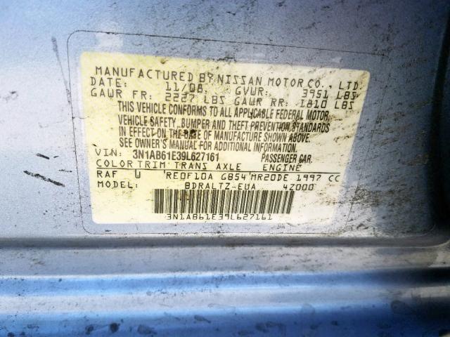 3N1AB61E39L627161 - 2009 NISSAN SENTRA 2.0 SILVER photo 10