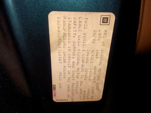 1G2WJ12M1SF310787 - 1995 PONTIAC GRAND PRIX GREEN photo 10