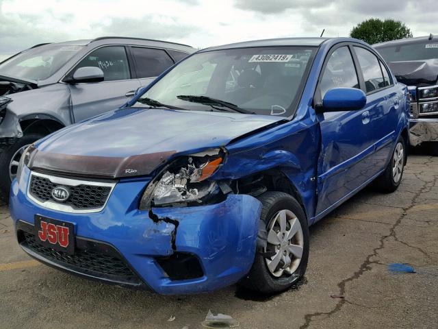 KNADH4A33A6679039 - 2010 KIA RIO LX BLUE photo 2