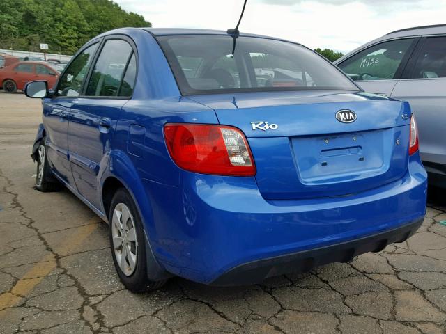 KNADH4A33A6679039 - 2010 KIA RIO LX BLUE photo 3