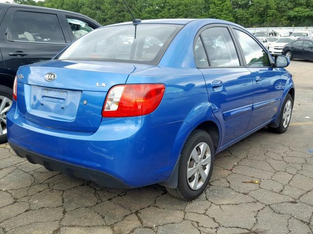 KNADH4A33A6679039 - 2010 KIA RIO LX BLUE photo 4