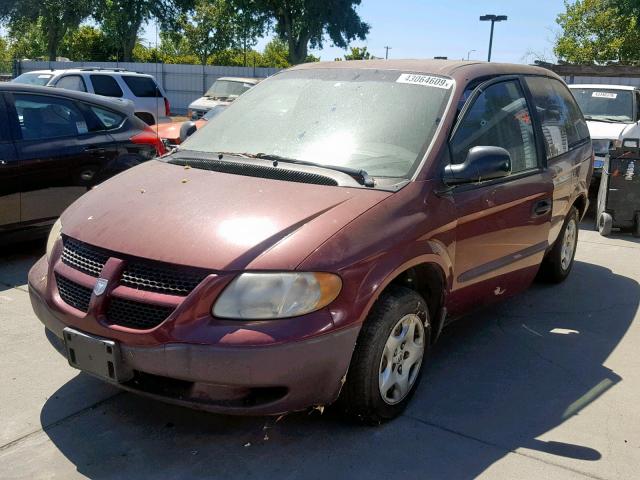 1B4GP25B92B653284 - 2002 DODGE CARAVAN SE BURGUNDY photo 2