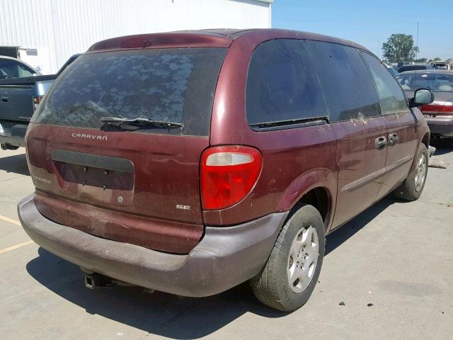 1B4GP25B92B653284 - 2002 DODGE CARAVAN SE BURGUNDY photo 4