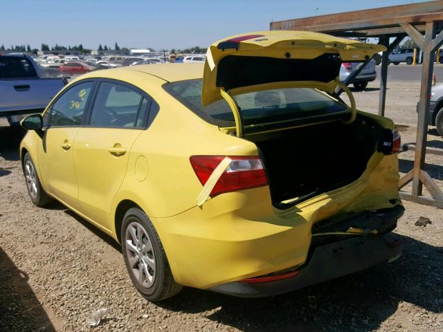 KNADM4A36G6553410 - 2016 KIA RIO LX YELLOW photo 3