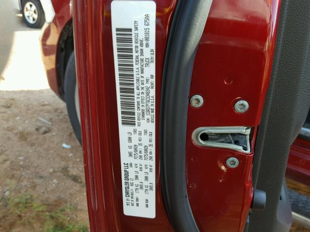 1C6RD7PT6CS348342 - 2012 DODGE RAM 1500 L MAROON photo 10