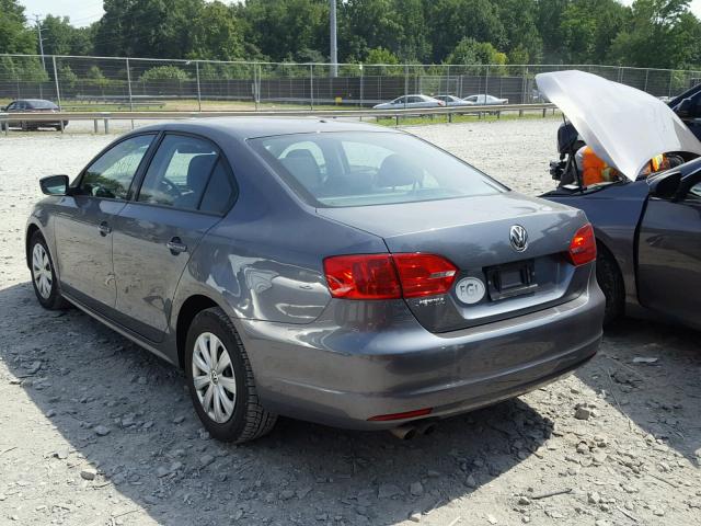 3VW2K7AJ4EM288660 - 2014 VOLKSWAGEN JETTA BASE GRAY photo 3