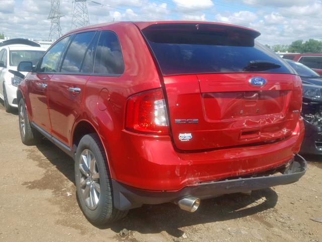 2FMDK3JC2BBB26279 - 2011 FORD EDGE SEL RED photo 3