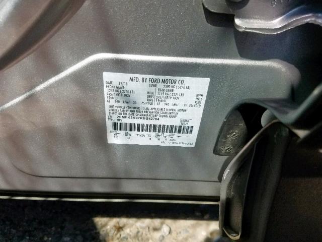 2FMPK3K97KBB42784 - 2019 FORD EDGE TITAN SILVER photo 10