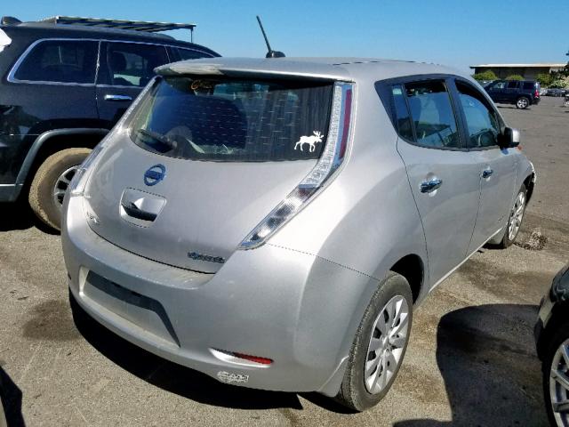 1N4AZ0CP0FC302811 - 2015 NISSAN LEAF S SILVER photo 4