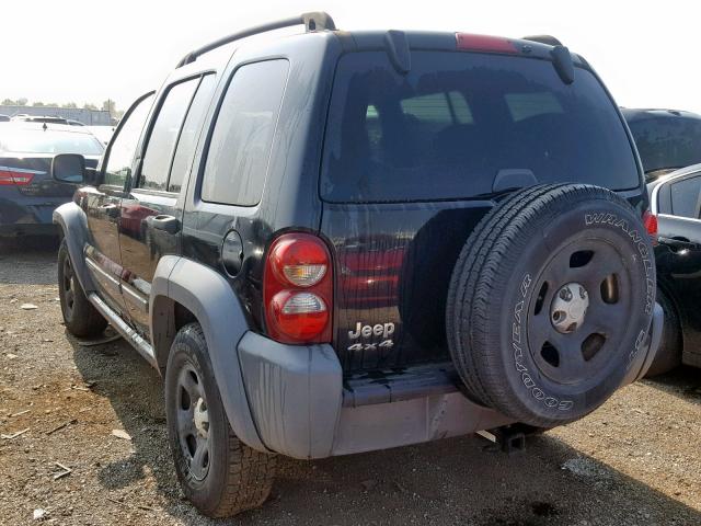 1J4GL48K55W504352 - 2005 JEEP LIBERTY SP BLACK photo 3