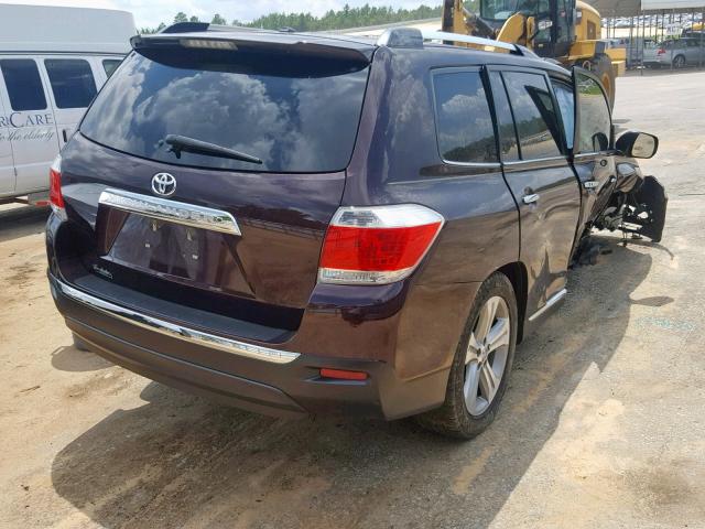 5TDYK3EH1DS118400 - 2013 TOYOTA HIGHLANDER BURGUNDY photo 4