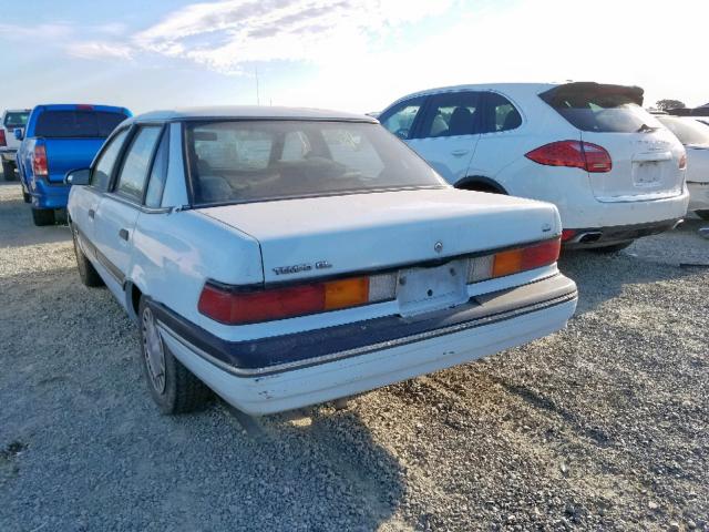 2FAPP36X3MB184411 - 1991 FORD TEMPO GL BLUE photo 3