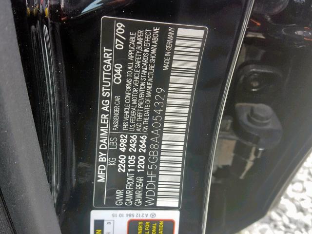 WDDHF5GB8AA054329 - 2010 MERCEDES-BENZ E 350 BLACK photo 10