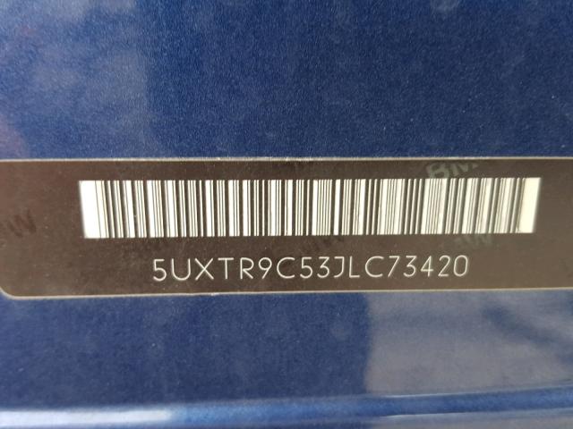 5UXTR9C53JLC73420 - 2018 BMW X3 XDRIVEM BLUE photo 10
