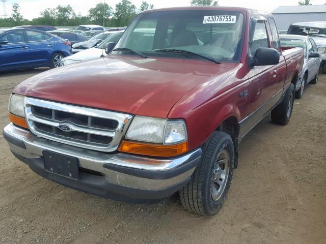 1FTYR14X9WPA79013 - 1998 FORD RANGER SUP MAROON photo 2