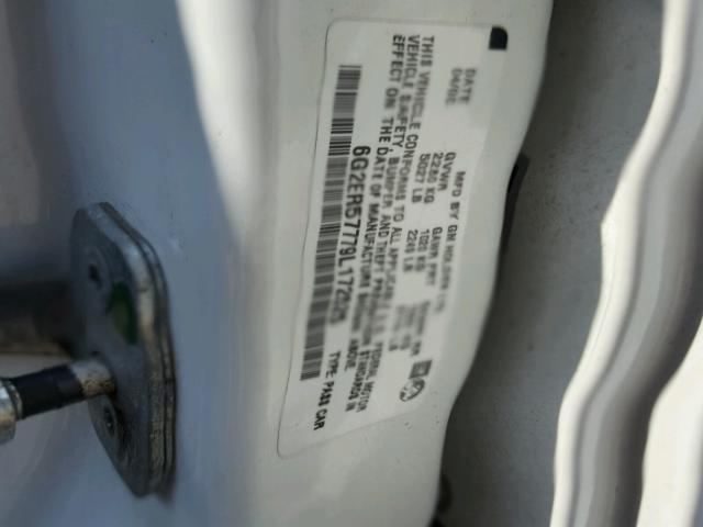 6G2ER57779L172525 - 2009 PONTIAC G8 WHITE photo 10