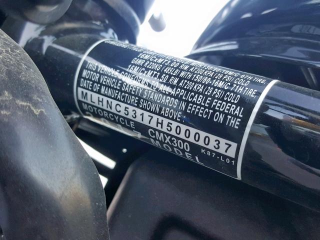 MLHNC5317H5000037 - 2017 HONDA CMX300 BLACK photo 10