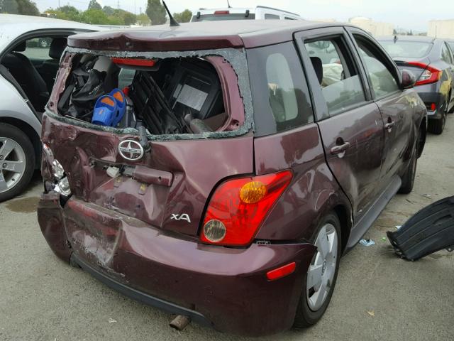 JTKKT624240076983 - 2004 TOYOTA SCION XA MAROON photo 4