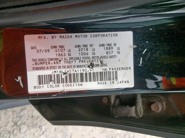 JM1BL1H57A1190591 - 2010 MAZDA 3 S BLACK photo 10