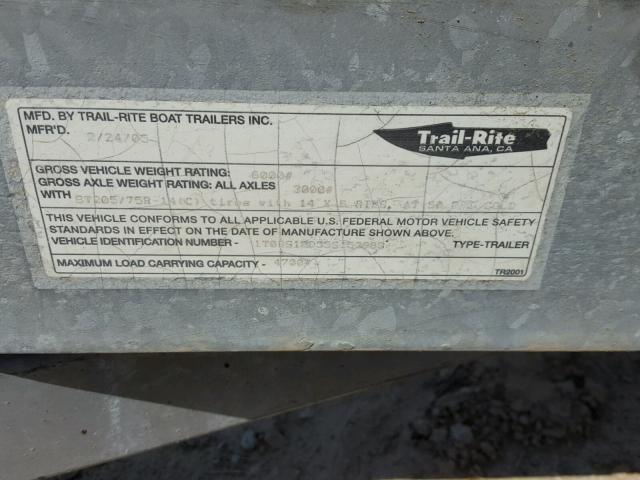 1T0BS18D35S152983 - 2005 BOAT TRAILER SILVER photo 10
