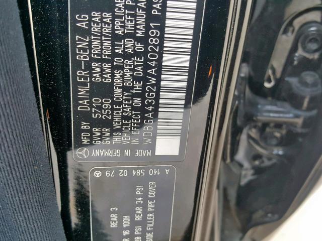 WDBGA43G2WA402891 - 1998 MERCEDES-BENZ S 420 BLACK photo 10