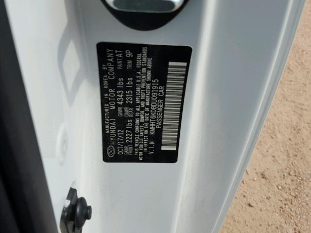 KMHHT6KD8DU091915 - 2013 HYUNDAI GENESIS CO WHITE photo 10