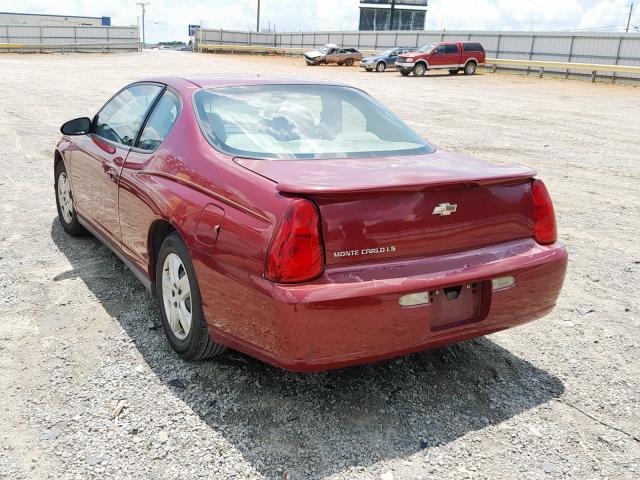 2G1WJ15K569179716 - 2006 CHEVROLET MONTE CARL BURGUNDY photo 3