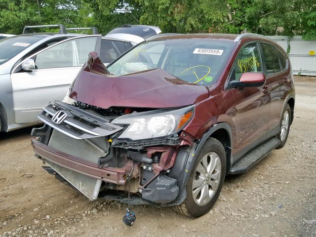 5J6RM4H72EL059698 - 2014 HONDA CR-V EXL BURGUNDY photo 2