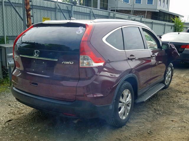 5J6RM4H72EL059698 - 2014 HONDA CR-V EXL BURGUNDY photo 4