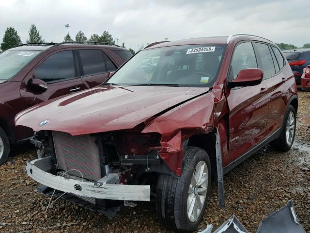 5UXWX9C58E0D36912 - 2014 BMW X3 XDRIVE2 RED photo 2