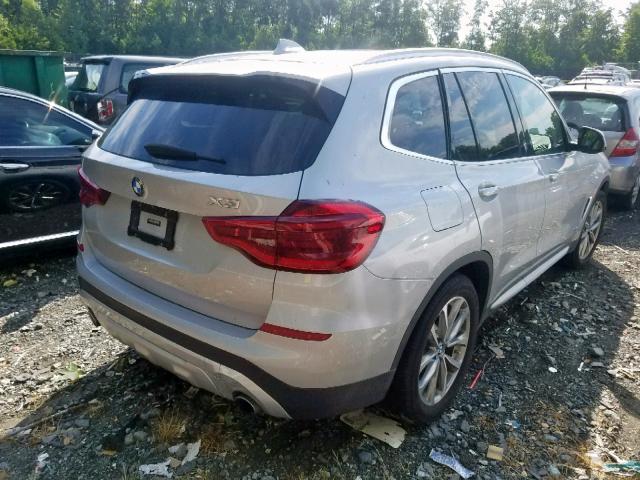 5UXTR9C50JLC82754 - 2018 BMW X3 XDRIVE SILVER photo 4