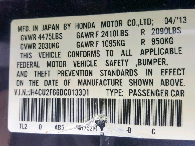 JH4CU2F66DC013301 - 2013 ACURA TSX TECH GRAY photo 10