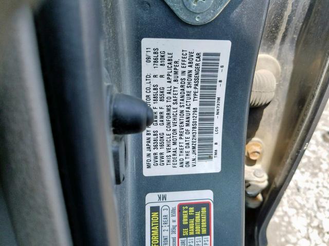 JHMZE2H37BS012798 - 2011 HONDA INSIGHT GRAY photo 10