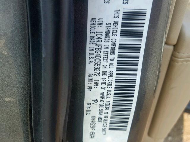 1C4RJFBG4DC553272 - 2013 JEEP GRAND CHER SILVER photo 10