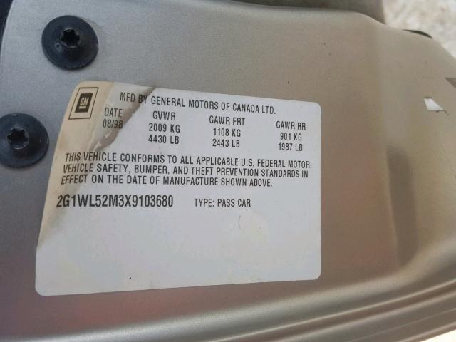 2G1WL52M3X9103680 - 1999 CHEVROLET LUMINA BAS 金色 照片 10