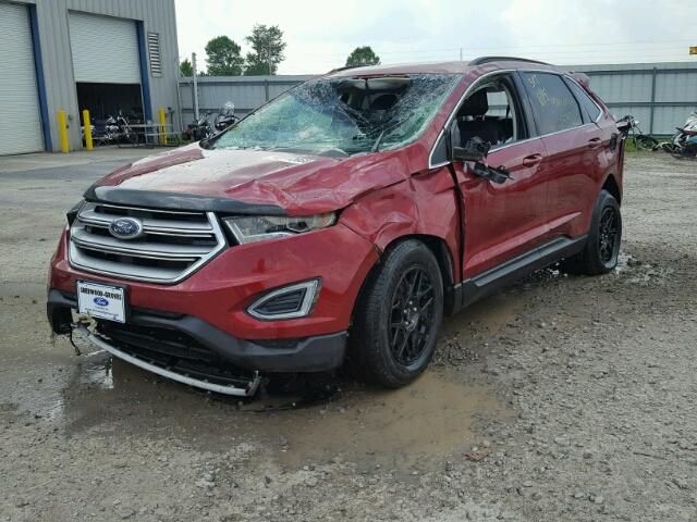 2FMTK4J86FBB13778 - 2015 FORD EDGE SEL MAROON photo 2