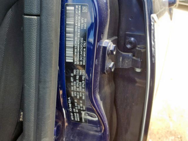 ZACCJAAT0GPD13532 - 2016 JEEP RENEGADE S BLUE photo 10