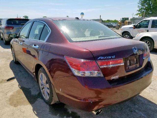 1HGCP3F87CA019359 - 2012 HONDA ACCORD EXL BURGUNDY photo 3