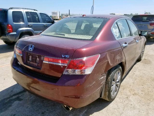 1HGCP3F87CA019359 - 2012 HONDA ACCORD EXL BURGUNDY photo 4