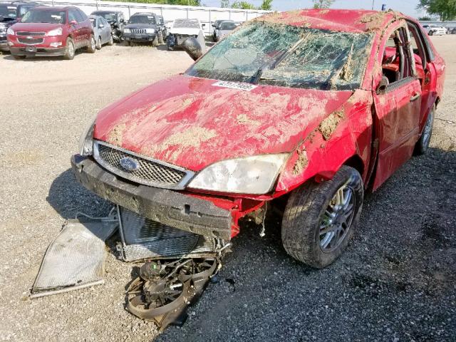 1FAHP34N77W191936 - 2007 FORD FOCUS ZX4 RED photo 2