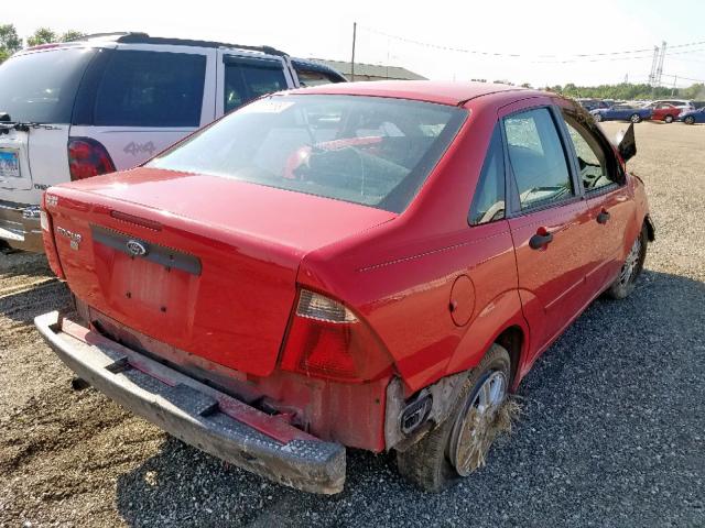 1FAHP34N77W191936 - 2007 FORD FOCUS ZX4 RED photo 4