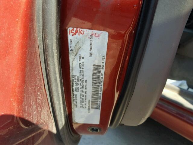 4S3BE625447209566 - 2004 SUBARU LEGACY L S RED photo 10