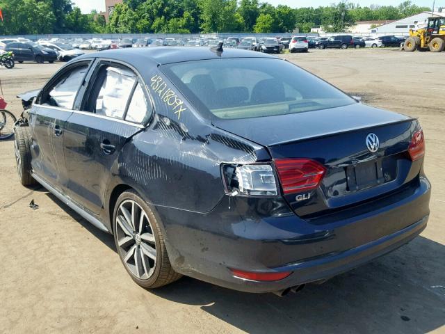 3VW4T7AJ8DM289587 - 2013 VOLKSWAGEN JETTA GLI BLACK photo 3