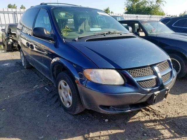 1B4GP25R62B575513 - 2002 DODGE CARAVAN SE BLUE photo 1