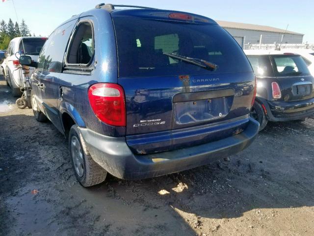 1B4GP25R62B575513 - 2002 DODGE CARAVAN SE BLUE photo 3