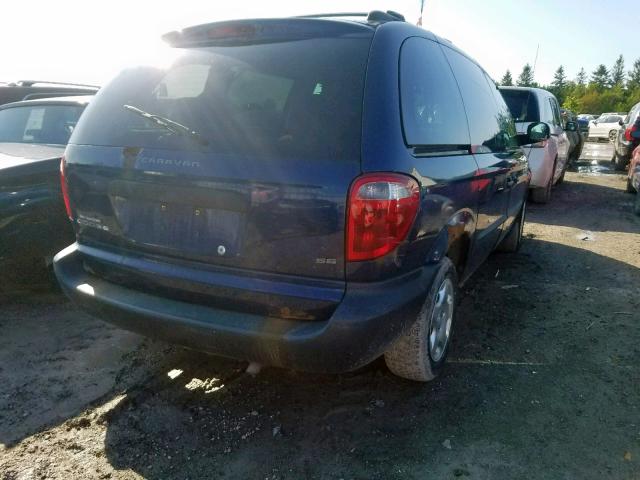 1B4GP25R62B575513 - 2002 DODGE CARAVAN SE BLUE photo 4