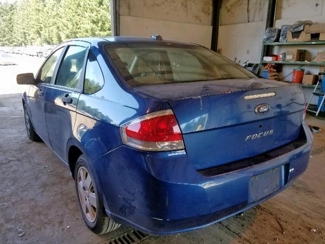 1FAHP34N28W156237 - 2008 FORD FOCUS S/SE BLUE photo 3