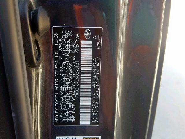 JTKDE167390295131 - 2009 TOYOTA SCION TC ნაცრისფერი ფოტო 10