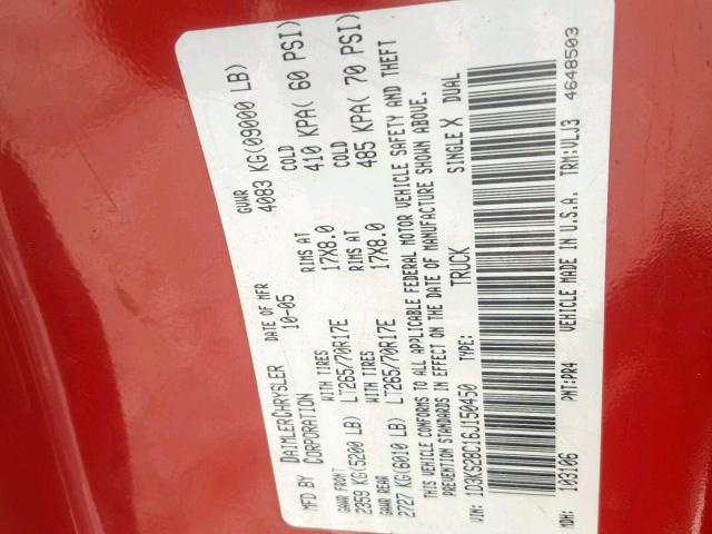 1D3KS28C16J150450 - 2006 DODGE RAM 2500 S Կարմիր լուսանկար 10